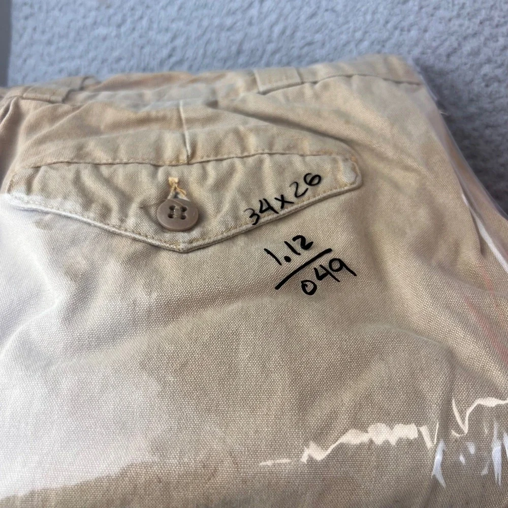 Vintage 70s Sears Active Sportswear Mens Tan Canvas Work Pants Carpenter 34x26